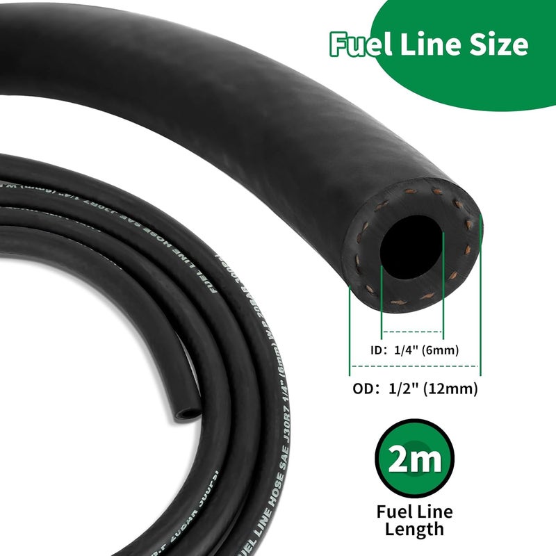 wyevee 1/4 inch- 2m/6 Feet Gas Fuel Line Hose with 10 Clamps, 2 in Line Fuel Valves and 2 Filters Kit, Suitable for Lawn Mowers, Cultivators, Tractors, Snow Blowers, Motorcycles and Most Small Engines - Image 2